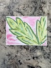 Aceo Original Mixed Media Painting Art Card Tropical Palm