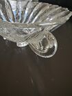 Vintage Clear Etched Glass Floral Oval Bowl 12   X 8  