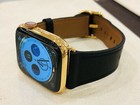 24k Gold Plated 44mm Apple Watch  Series 5 Stainless Steel Black Leather Gps Lte