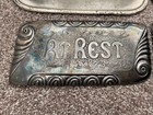 Antique Victorian Casket Plaque Plate Lot At Rest Name Art Nouveau Aesthetic 