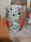 Yankee Candle Clear Crackle Glass Poinsettia Votive tea Light Holders  2-pc