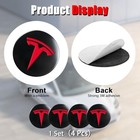 4 Pcs Wheel Center Hub Cap Sticker For Model 3   Model Y  Matt Black   Red