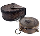 Old Style Calendar Brass Marine Compass Working Direction Path Finder Pocket Box