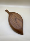 Vintage Mcm Mahogany Wood Leaf Trinket Dish