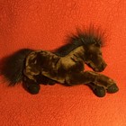 14    tail Fao Schwarz Horse Dark Chocolate Brown Black Mane Laying Plush Stuffed