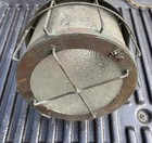 Vtg Lantern Style Copper Light Porch Fixture Curved Pebbled Glass   Wire Shield