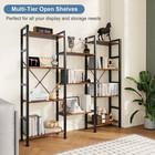 4 Tier Wide Bookshelf Display Bookcase Adjustable Storage Shelf Home Office