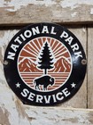Vintage National Park Service Porcelain Sign Old Forest Camp Fire Ranger Buffalo
