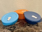 Tupperware Set Of 3 Crystalwave Round Microwave Container  With Spout New