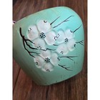 Vintage Mccoy Usa Pottery Dogwood Flower Planter Mint Green Blue Ceramic 7in
