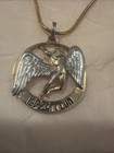 Vtg  70s Led Zeppelin Necklace Pendant Falling Angel Swan Song Gold-silver Tone