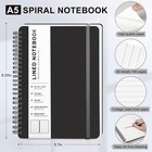 Lined Spiral Journal Notebook  A5 Hardcover Leather Notebook For Work  Black 