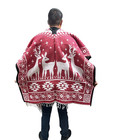 Mexican Poncho  deer  winter  Sarape   Reversible   Gaban   Heavy Poncho    Red