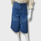 Vintage 70s High-waist Wide Leg Braided Denim Coulotte s Shorts Sz 12 14