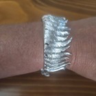 Rare Signed Vintage Crown Trifari Silver Tone Abstract Leaf Bracelet