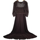 Cachet Brown Lace Beaded 2 Piece Formal Long Floor Length Dress   Jacket 14