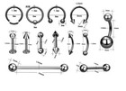46pcs set Stainless Steel Ear Nose Lip Eyebrow Piercing Kit Piercing Needle Tool