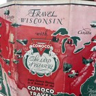 1930s Conoco Travel Bureau Road Map Of Wisconsin Gas Station Oil Sign Highway