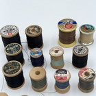 17 Piece Lot Of Vintage Wood Spools With Thread