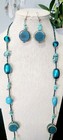 Turquoise   Blue Glass Beaded Long Necklace With Earrings Set