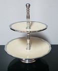 Godinger Two Tier  Aluminum Snack Serving Tray Cake Stand 