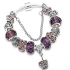 Silver Charm Bracelet Crystal Heart Love European Style Beads Women Gift