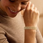 Italian 5mm 18kt Gold Over Sterling Jewelry Set  3 Bead Stretch Bracelets