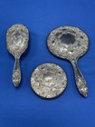 Lot Of 3 Vintage Ornate Silverplated  Dresser vanity Set