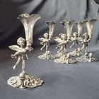 Set Vintage Italian 800 Silver Putti Place Card Holders Florence 