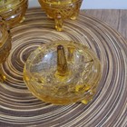 Vintage Amber Glass 3  Dressing Table Lidded Pots Ring Holder Art Deco Trinket