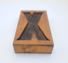 Antique Letterpress Wood Type Letter X Wooden Printing Block