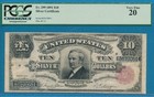  10  Fr 299  Scarce Red Seal 1891 Tombstone Silver Certificate Pcgs Vf20