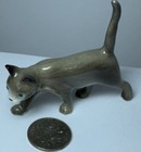 Retired Hagen Renaker Walking Gray Grey Cat Figurine U s a 