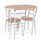 3-piece Metal Wood Dining Set Dining Table W  Storage Chairs Indoor Use