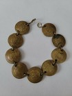 Vintage 1960-70 Peru Brass Coin Bracelet  10 Centavos 7 l
