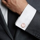 Cufflinks And Tuxedo Studs Set For Men With Rose Gold   Pink Mother Of Pearl