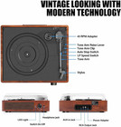 Vinyl Record Player Turntable With Built-in Bluetooth Receiver   2 Stereo Speake