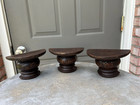 Vintage Mid Century Vintage Hand Carved Wooden Wall Shelves Set Of 3