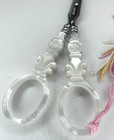 Vintage Sajou Faux Mother Pearl 4 25  Embroidery Scissors With Tassel Vintage