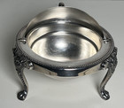Fb Rogers Silver Co Roll Top Butter Caviar Server 273 Silverplate Lion Head Vtg