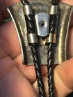 Vintage Sterling Silver Hand Engraved Gold Coin Western Bolo Tie