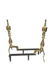 Vintage Sheffield Nyc Cast Iron Brass Tall Fireplace Andirons Set Fire Dogs