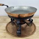 Vintage Hammered Copper Chafing Dish  Skillet Warmer   Plate  5 Piece Set