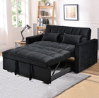 3 In 1 Convertible Velvet Futon Loveseat Sleeper Sofa Bed W  Pillows   Pockets
