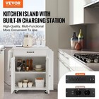 Rolling Kitchen Cart With Charging Station   Storage Cabinet 3x3x3 Ft Black