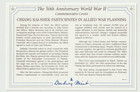 22 11 1993 Taiwan Fdc - Wwii - Chiang Kai-shek Participates In Allied War Planni
