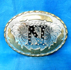 N Belt Buckle Initial N Monogram Larger Western Cowboy Rhinestones Vtg    mmr118