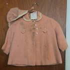 Kate Kunitz 1950s Girls Pink Wool Coat   Hat Set Size 2 11 -13  Long Sleeve 