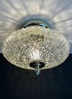Vintage 1960s 70s Retro Mid Century Modern Crackle Glass Ceiling Light Fixture
