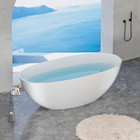 65  Freestanding Stone Resin Bathtub  Stand Soaking Tub W overflow  Pop-up Drain